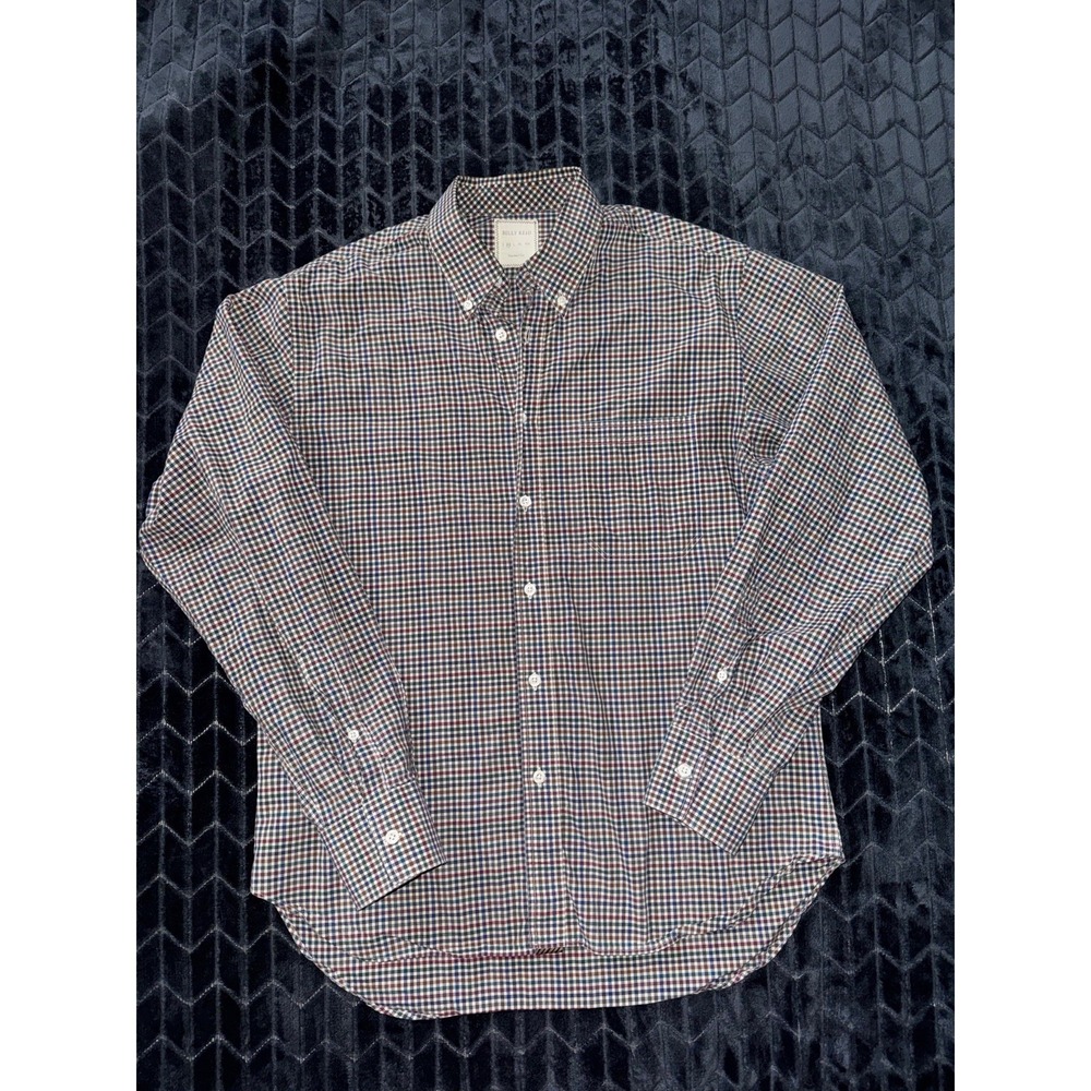 Billy Reid Mens Button Down Long Sleeve Gingham Pattern Standard Cut Size M